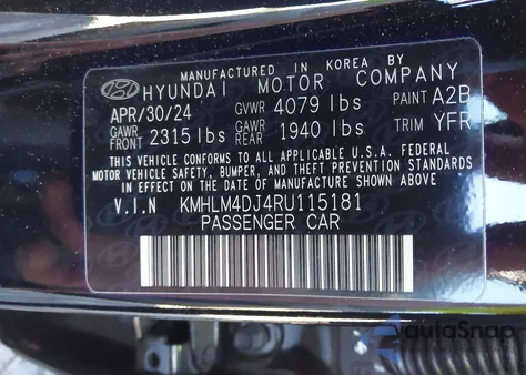 2024 Hyundai Elantra Hybrid Blue из США, поврежденный, VIN KMHLM4DJ4RU115181